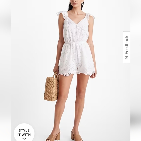 Express Eyelet White Romper - Picture 4 of 10